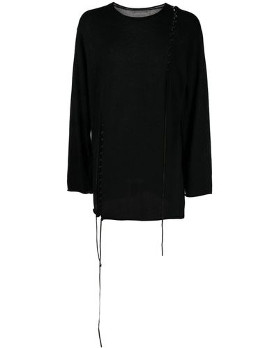Yohji Yamamoto Sweatshirt mit geflochtenem Detail - Schwarz