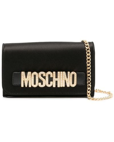 Moschino Rhinestone-embellishment Logo-lettering Bag - Black