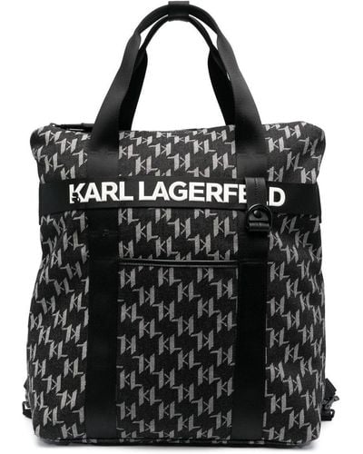 Karl Lagerfeld K/otto Monogram Denim Tote Bag - Black
