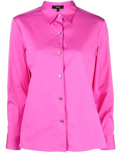 Theory Straight Cotton Shirt - Pink