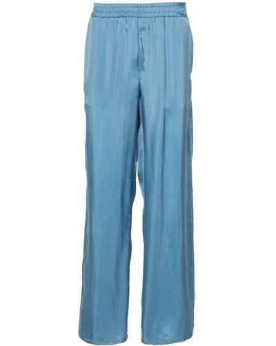 MSGM Elasticated-waist Straight-leg Trousers - Blue