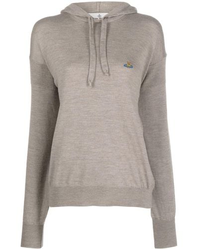 Vivienne Westwood Hoodie en laine vierge à logo brodé - Gris