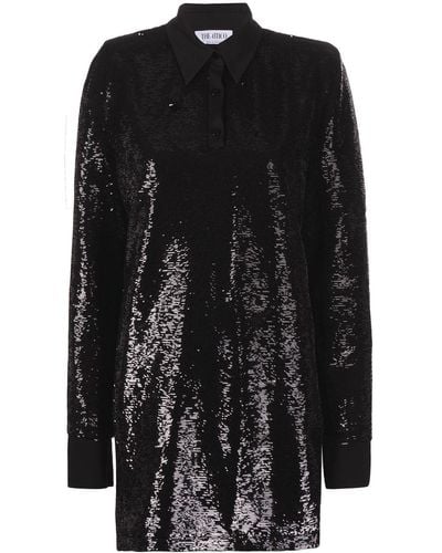 The Attico Robe courte brodée de sequins - Noir