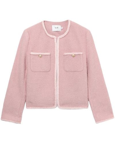 B+ AB Braided-trim Tweed Jacket - Pink