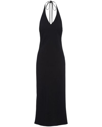 Prada Halterneck Sablé Midi Dress - Black