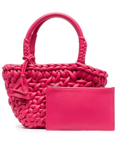 Alanui Interwoven-design Small Leather Tote Bag - Pink