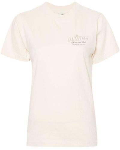 Sporty & Rich Logo-Print Cotton T-Shirt - Natural