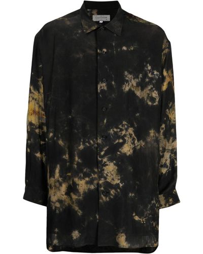 Yohji Yamamoto Tie-dye Silk Shirt - Black