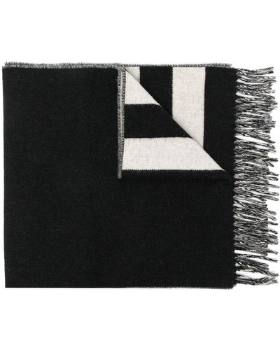 agnès b. Logo-print Wool-blend Scarf - Black
