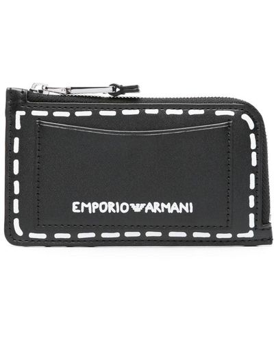 Emporio Armani Kartenetui mit Logo-Print - Schwarz