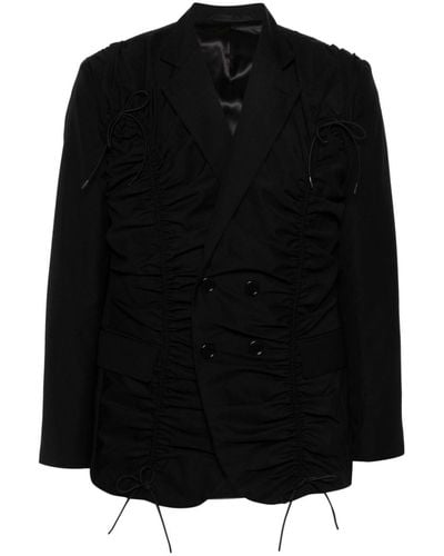 Simone Rocha Ruched Double-breasted Blazer - Black