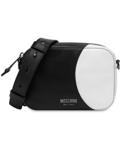 Moschino Colour-blocked Leather Shoulder Bag - Black