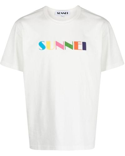 Sunnei T-shirt en coton biologique à logo imprimé - Blanc