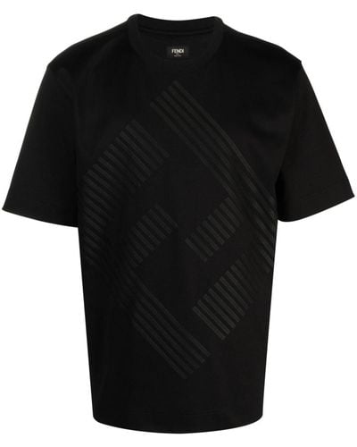 Fendi T-shirt en coton à logo FF - Noir