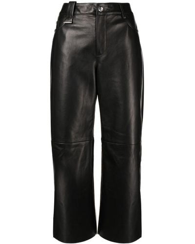 DROMe Pantalon ample en cuir à taille haute - Noir