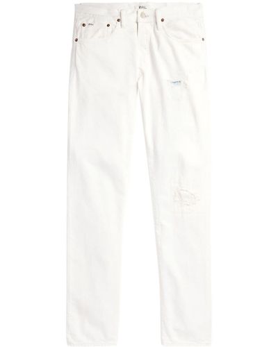 Polo Ralph Lauren Halbohe Slim-Fit-Jeans im Distressed-Look - Weiß
