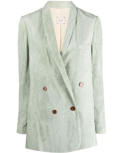 Alysi Double-breasted Ribbed Blazer - Green