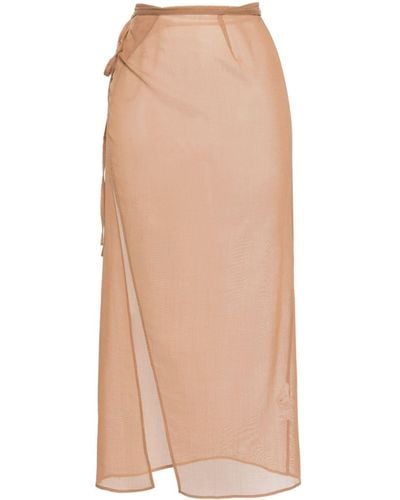 AURALEE Leno Semi-sheer Midi Skirt - Natural