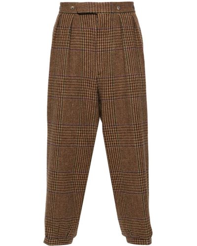 Polo Ralph Lauren Plaid Cropped Tapered Wool Trousers - Brown