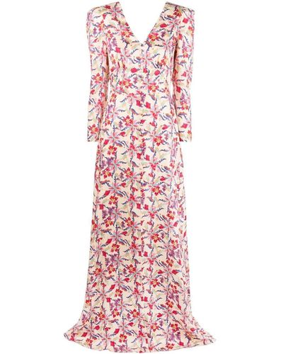 Saloni Maxi-jurk Met Bloemenprint - Rood