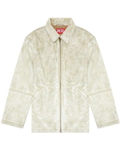 DIESEL L-stoller-treat Leather Shirt Jacket - White