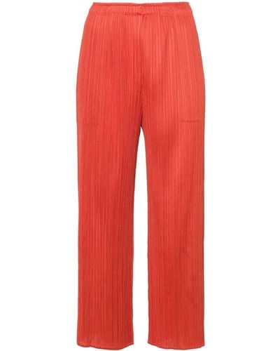 Pleats Please Issey Miyake Pleated cropped trousers - Rot