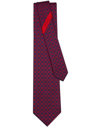 Ferragamo Wave-print Silk Tie - Purple