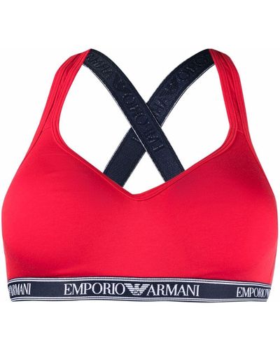 Emporio Armani Logo-underband T-shirt Bra - Red