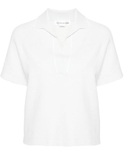 Victoria Beckham Bouclé-Poloshirt - Weiß