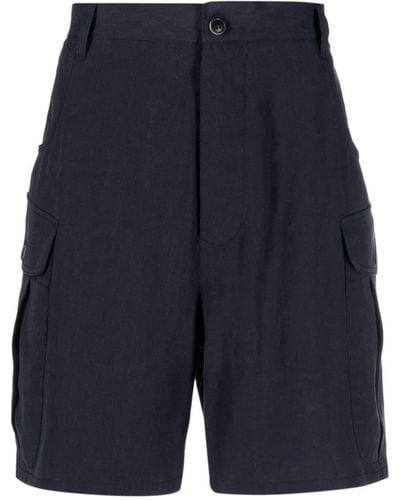 Giorgio Armani Wide-leg Linen Cargo Shorts - Blue