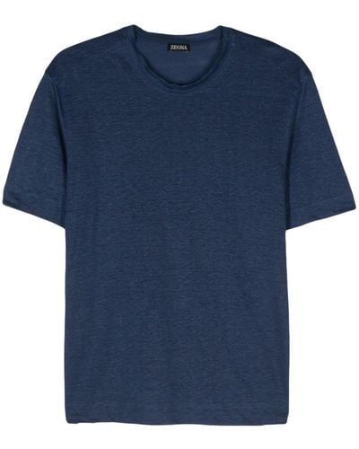 Zegna Crew-neck Linen T-shirt - Blue