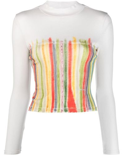 Eckhaus Latta T-shirt en coton Lapped à rayures - Blanc