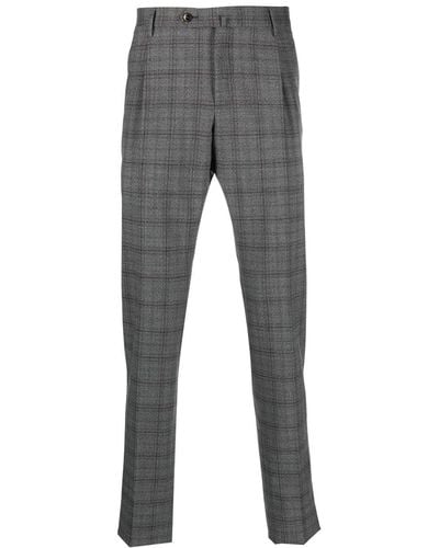 PT Torino Check-print virgin wool trousers - Gris