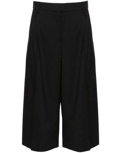KENZO Solid High-waist Cropped Trousers - Black