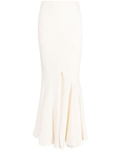 A.W.A.K.E. MODE Jupe mi-longue en maille gaufrée - Blanc