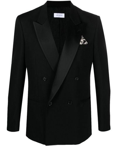 Off-White c/o Virgil Abloh Off- Satin-Lined Virgin-Wool Tuxedo Jacket - Black