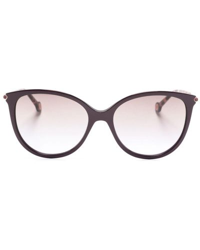 Carolina Herrera Logo-plaque Oversize-frame Sunglasses - Natural