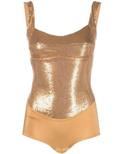 Atu Body Couture Sequin-embellished Sleeveless Top - Brown