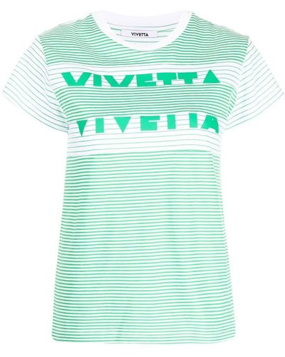 Vivetta Striped Logo-print T-shirt - Green