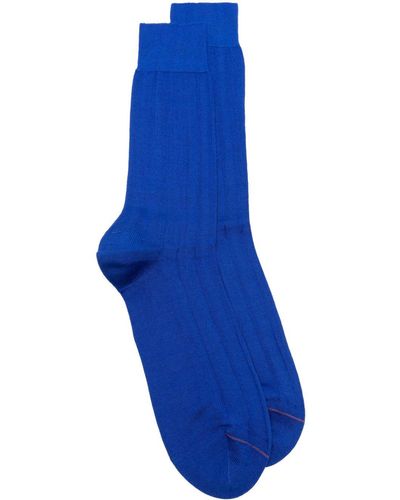 Paul Smith Logo-print Ribbed Socks - Blue