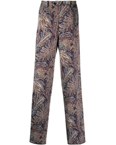 Etro Jacquard-pattern Print Trousers - Grey