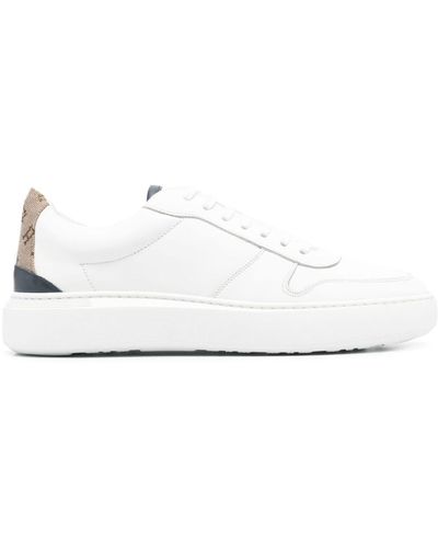 Herno Monogram-heel Leather Sneakers - White