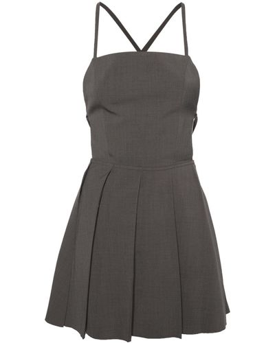 Low Classic Halterneck Pleated Minidress - Gray