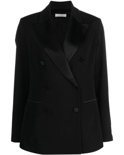 Antonelli Double-breasted Notched-lapels Blazer - Black
