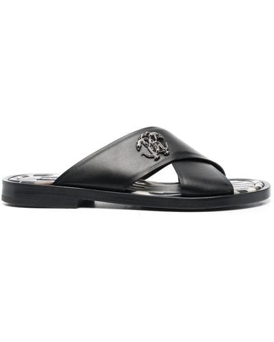 Roberto Cavalli Criss-cross Leather Sandals - Black