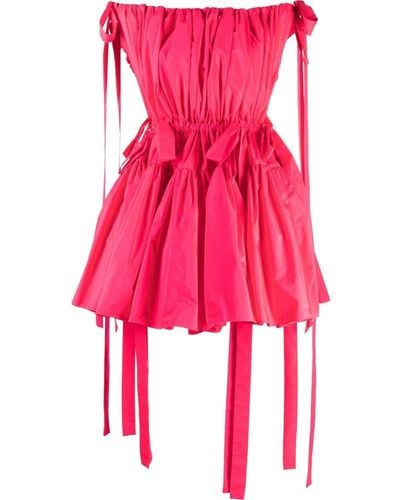 Alexander McQueen Vestido corto fruncido con hombros descubiertos - Rosa