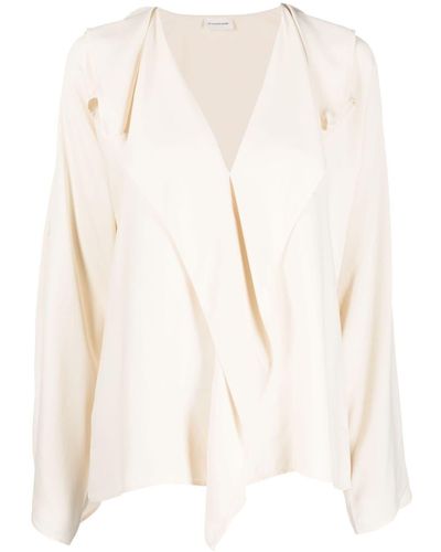 By Malene Birger Layered-details Flared Blouse - Natural