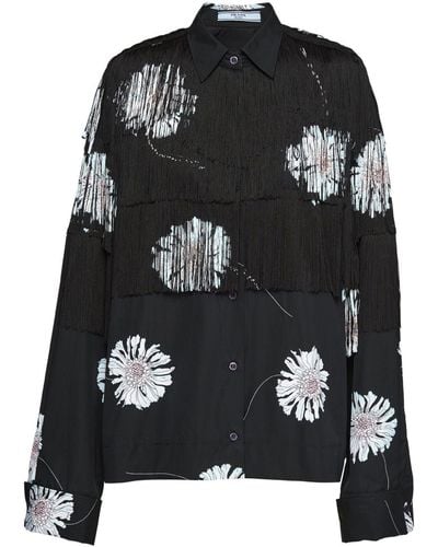 Prada Camisa con estampado floral - Negro