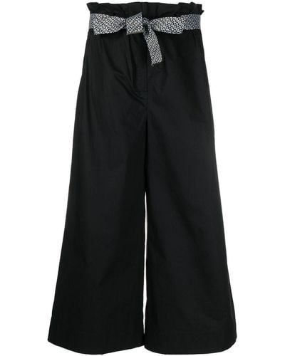Pinko Pantalones anchos con cinturón - Negro