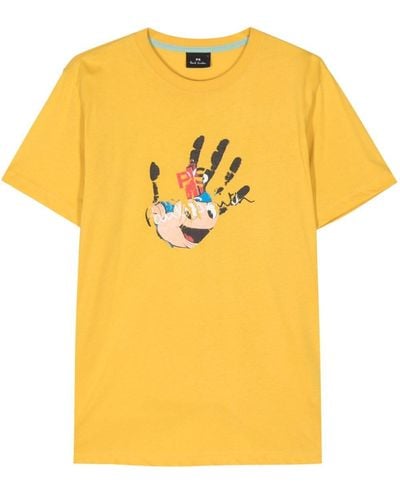 PS by Paul Smith Hand Print Cotton T-shirt - Yellow